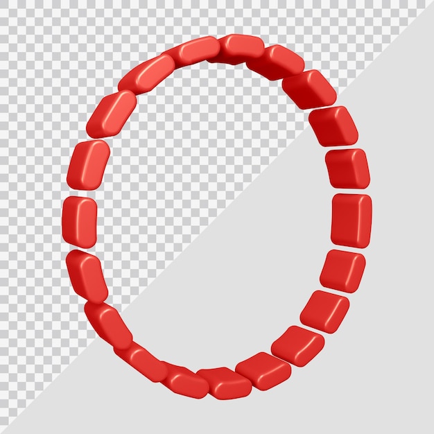 3d rendering of alphabet letter o