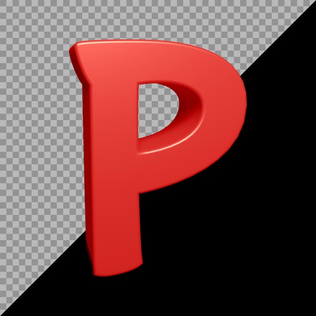 3d rendering of alphabet letter p