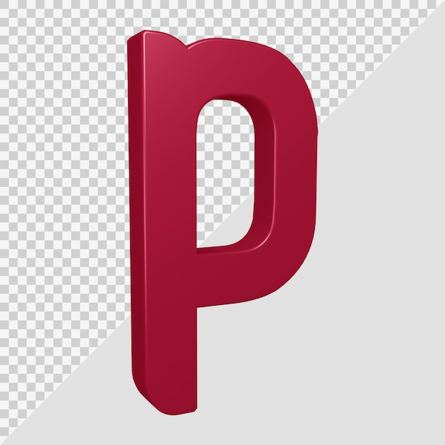 3d rendering of alphabet letter p