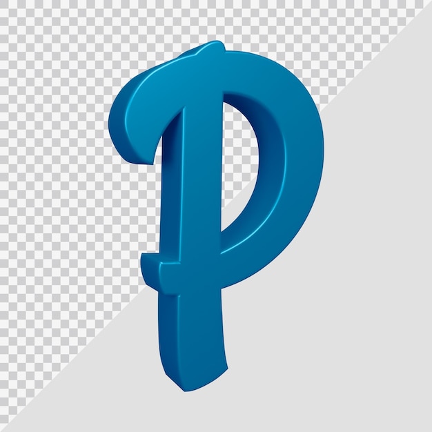 3d rendering of alphabet letter p