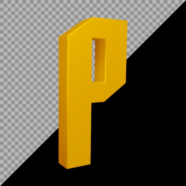 3d rendering of alphabet letter p