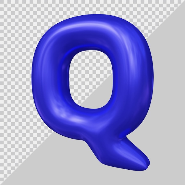 3d rendering of alphabet letter q with modern style