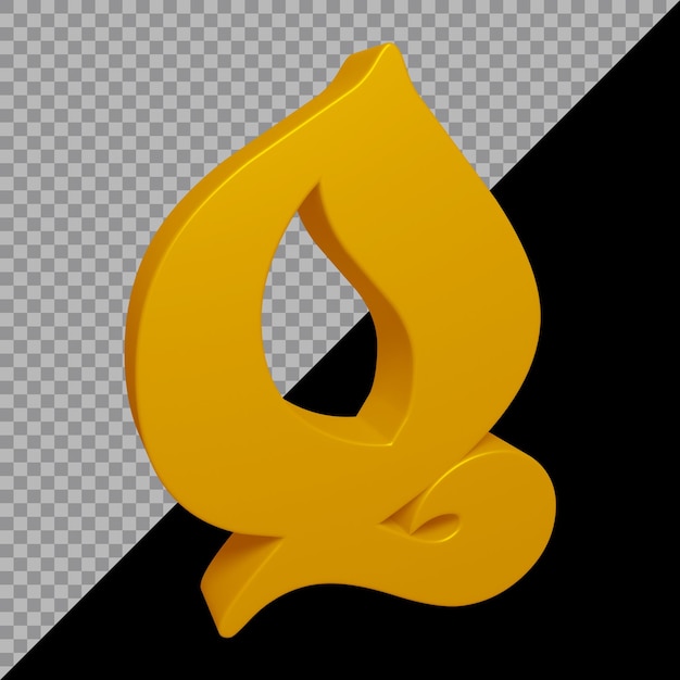 3d rendering of alphabet letter q