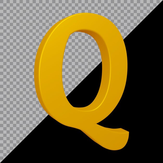 3d rendering of alphabet letter q