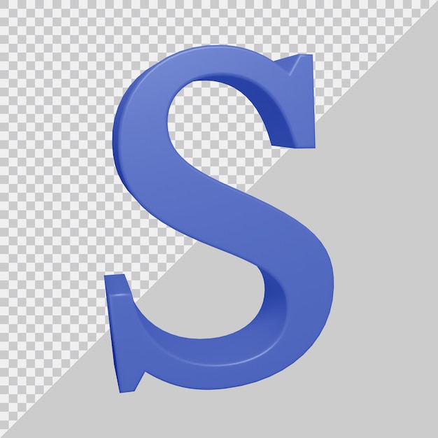 3d rendering of alphabet letter s