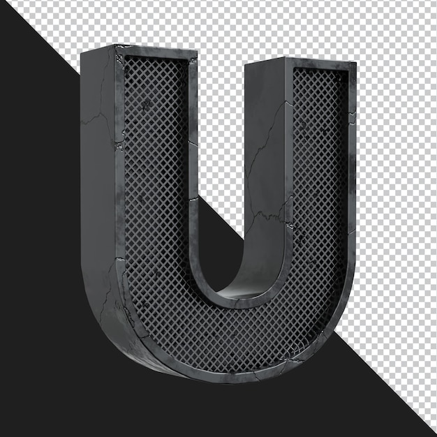 3d rendering of alphabet letter U isolated