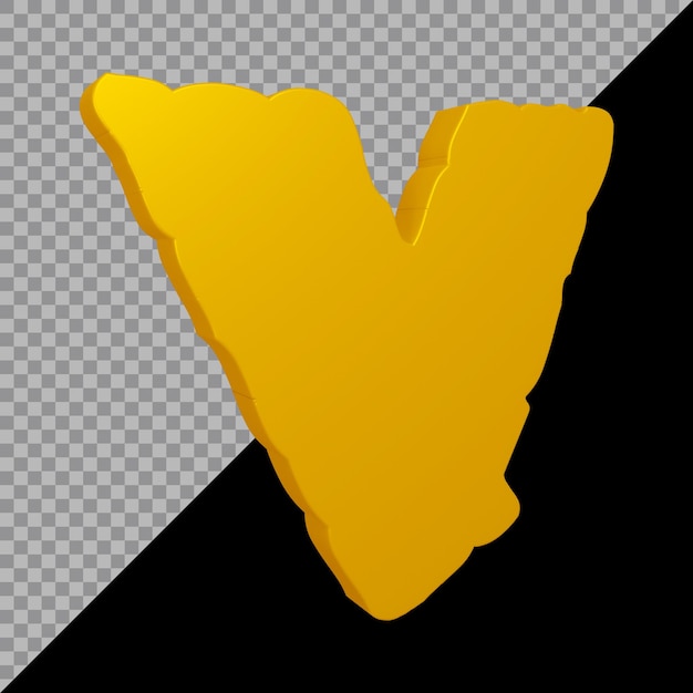 3d rendering of alphabet letter v