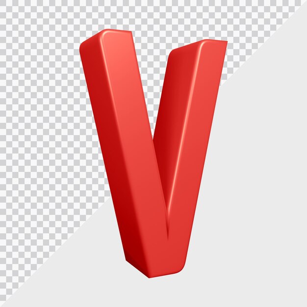 3d rendering of alphabet letter v