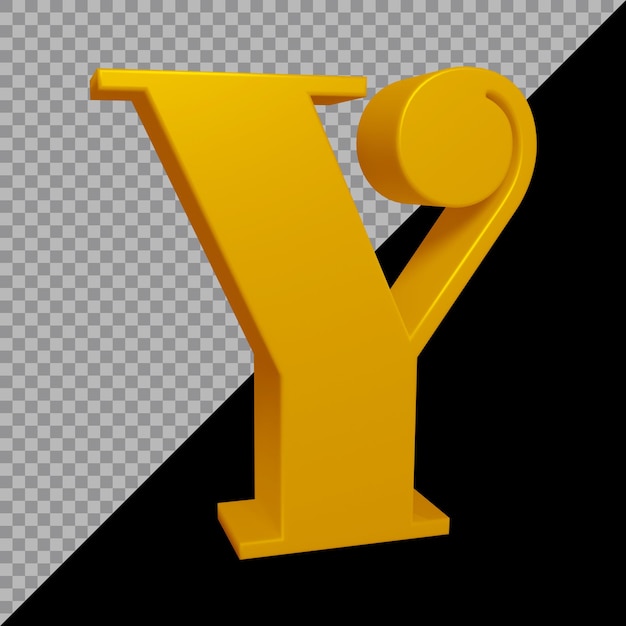 PSD 3d rendering of alphabet letter y