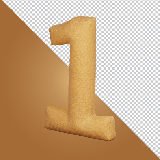 3d rendering of alphabet number 1 isolated