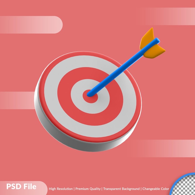 3d rendering arrow in target business icon