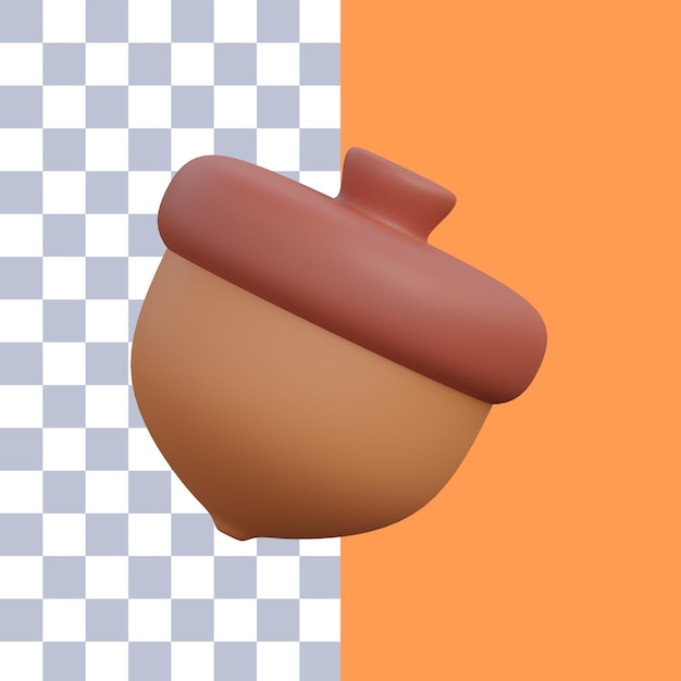 PSD 3d rendering of autumn acorn icon