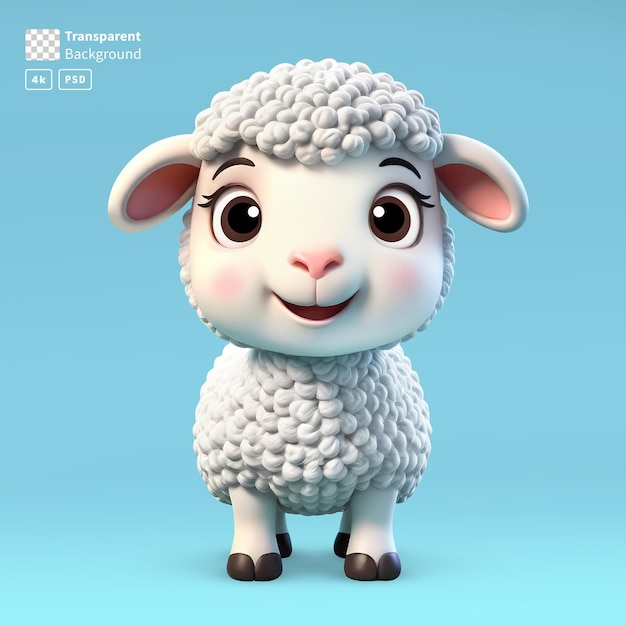 3d rendering baby sheep cartoon character