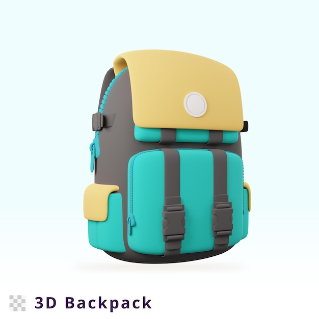 3D Rendering Backpack Illustration