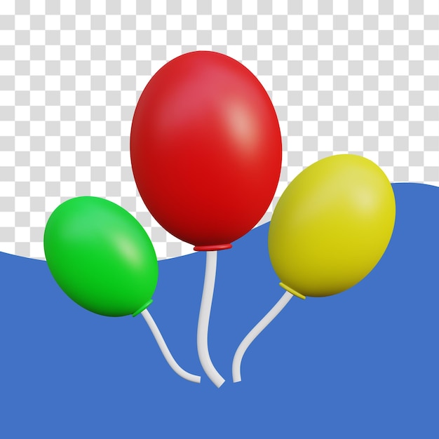 3d rendering ballon three color