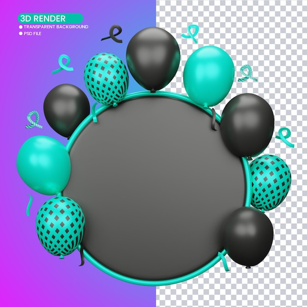 3d rendering of balloon background for social media