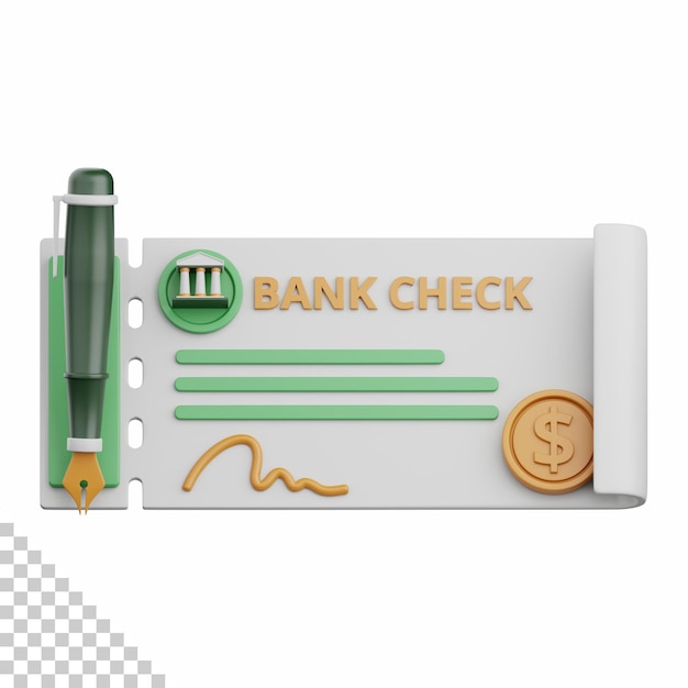 3d rendering bank check isolated useful for banking money currency finance and business design