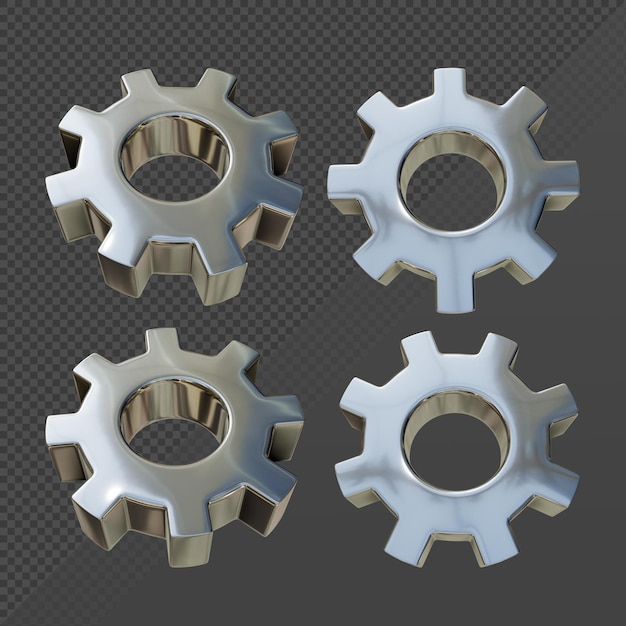 3d rendering basic simple metallic gear perspective view