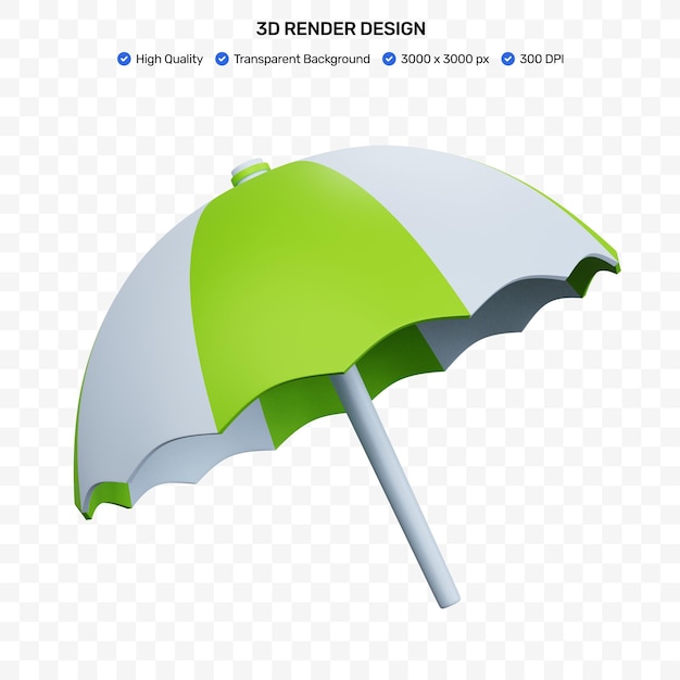 3d rendering beach umbrella isolated