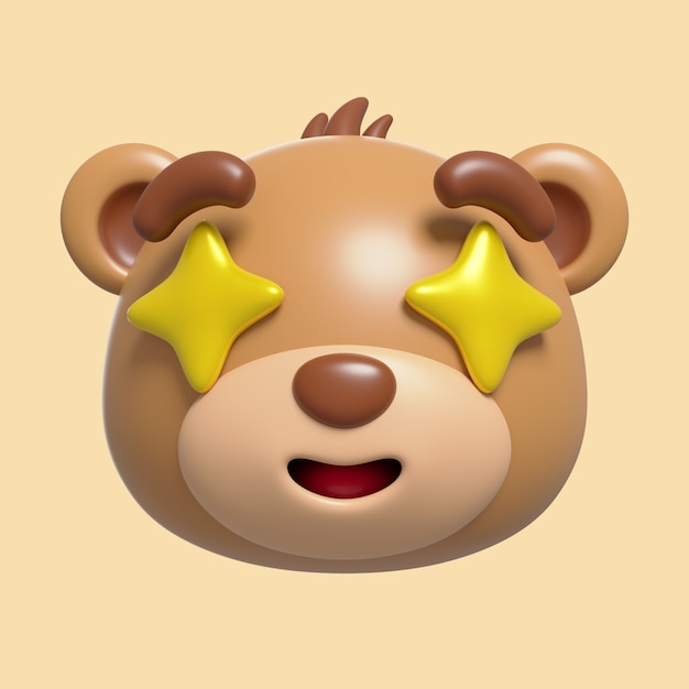 3d rendering of  bear emoji icon