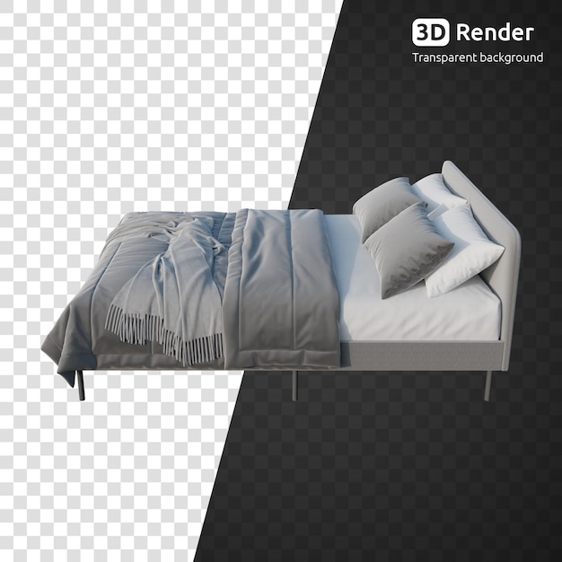 A 3d rendering of a bed with a blanket on it