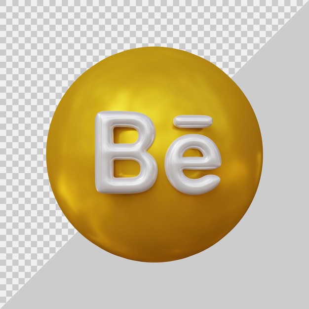 3d rendering of behance icon social media with modern style