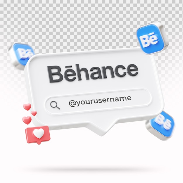 3d rendering behance with search engine bar