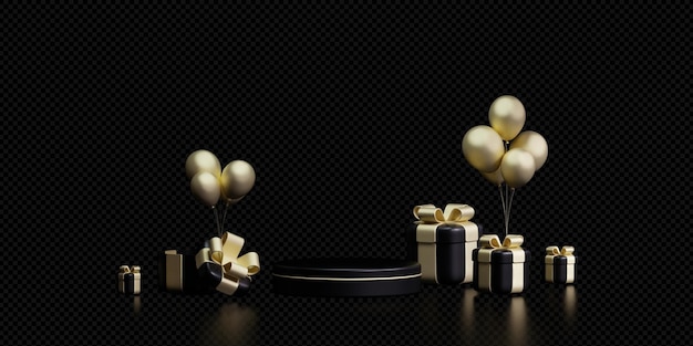 3d rendering Black friday sale background. banner,poster,podium on black background.