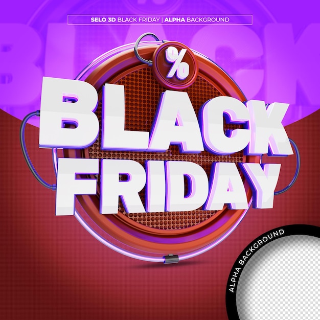 3D rendering of the Black Friday stamp for composing offers and promotions in retail