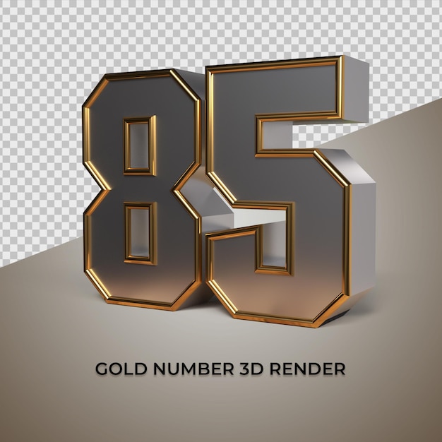 3D rendering black gold silver number 85