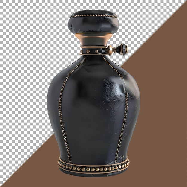 3D Rendering of a Black Luxury Perfume Bottle on Transparent Background Ai Generated