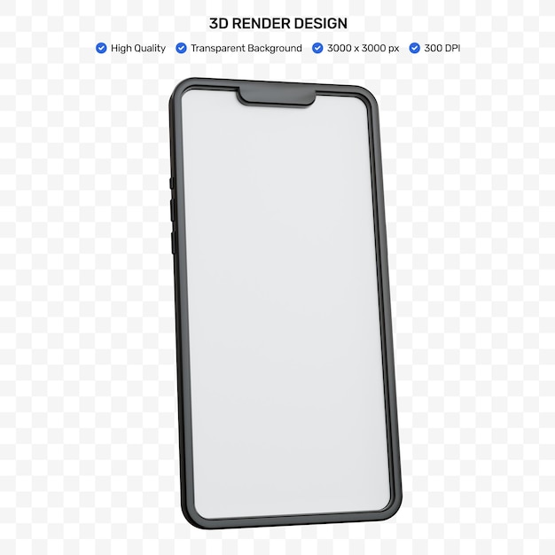 3d rendering black smartphone empty isolated