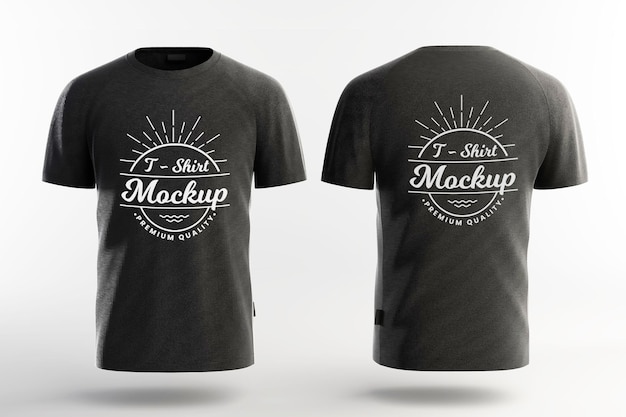 3d rendering Black sports T-shirt front and back mockup template