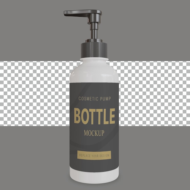 3d rendering black and white color bottle pump mockup tranparent