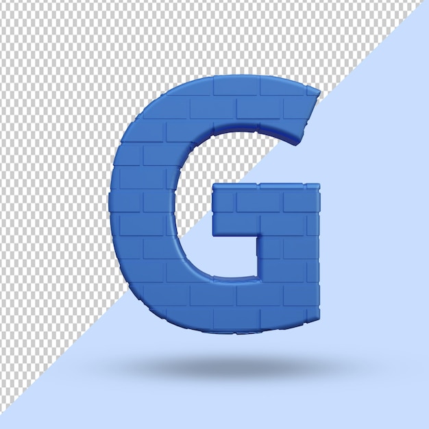 3d rendering blue alphabet g letter creative premium PSD