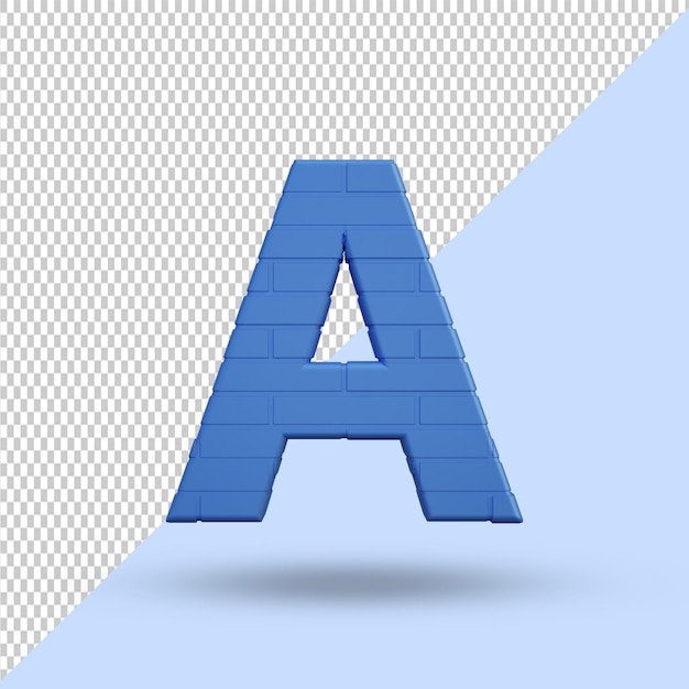 3d rendering blue alphabet a letter creative premium PSD