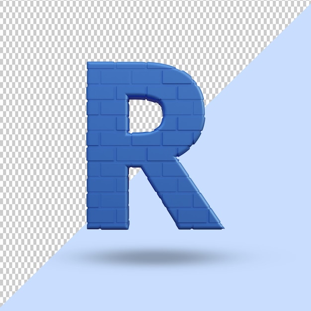 3d rendering blue alphabet r letter creative premium PSD