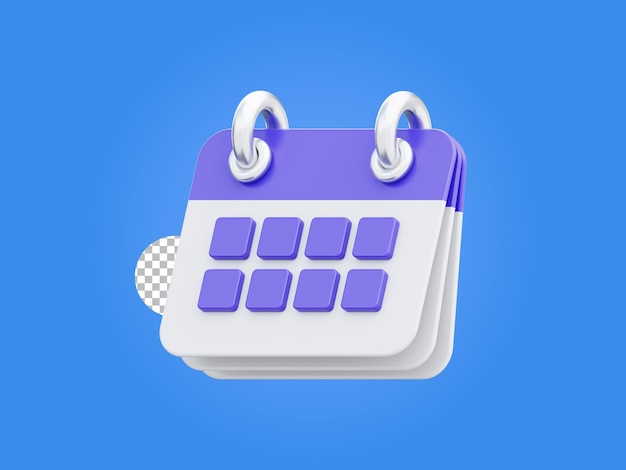 3d rendering blue calendar icon planning event