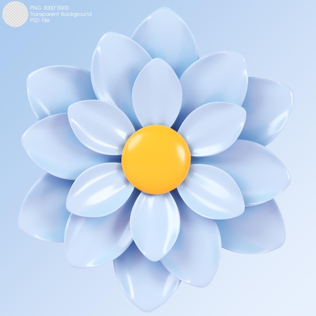 3D rendering Blue flower isolated on background