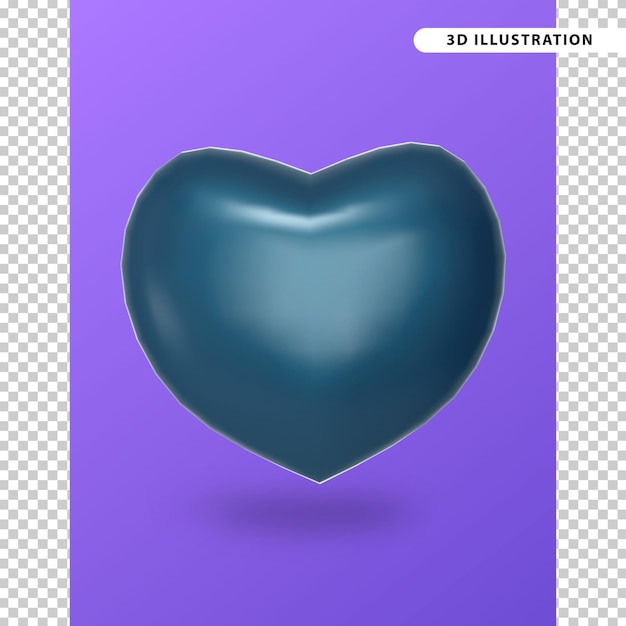 3d rendering of blue heart shape realistic