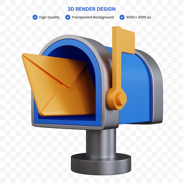 3d rendering blue Mailbox with mail isolated