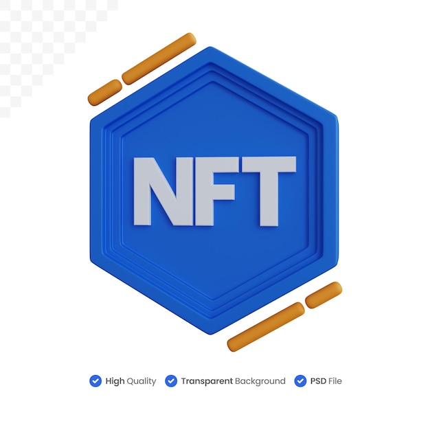 3d rendering blue nft logo isolated