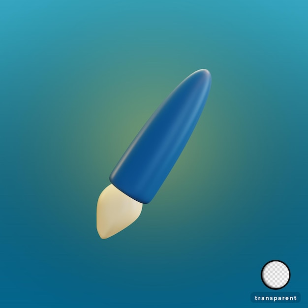 3D rendering blue painting brush