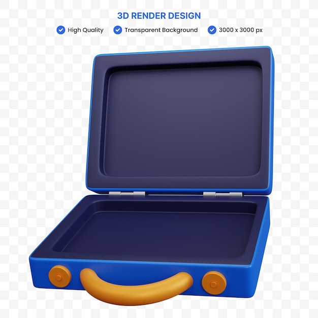 3d rendering blue suitcase wide open isolated