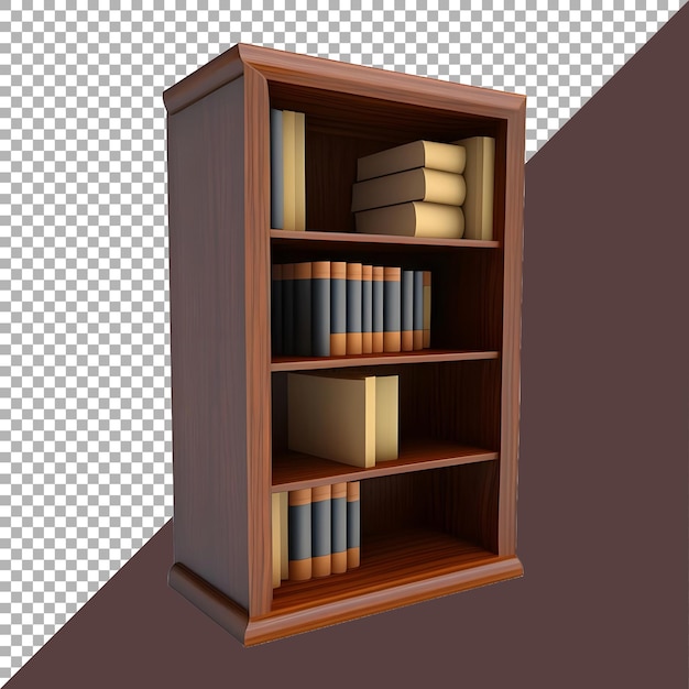 3D Rendering of a Books Cupboard on Transparent Background Ai Generated