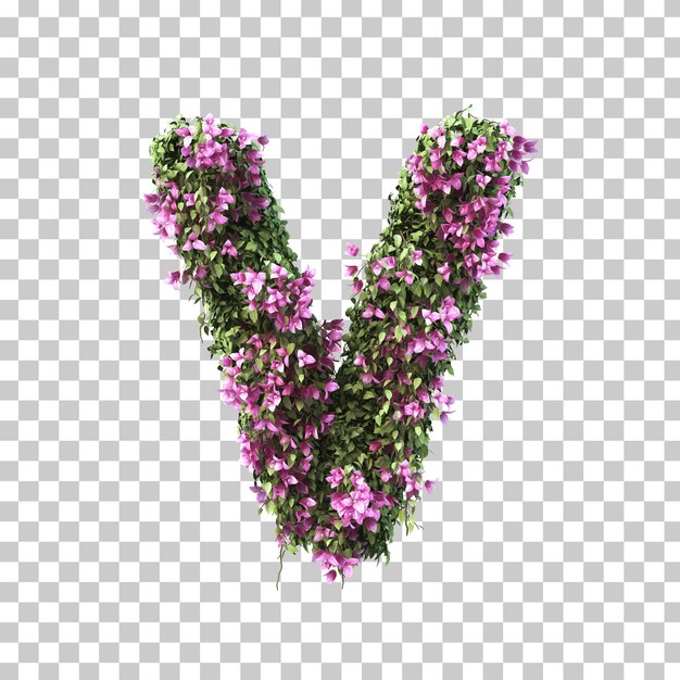 3d rendering of Bougainvillea alphabet V