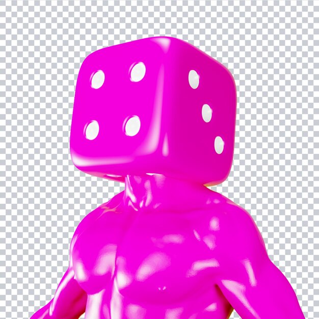 3d rendering of box head with dice