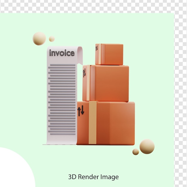 3d rendering of box package delivery bill