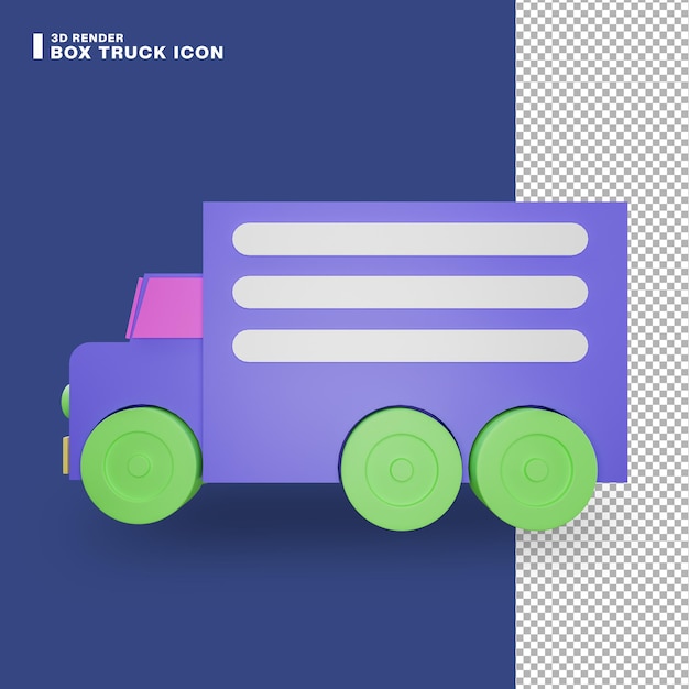 3d Rendering box truck icon