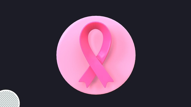 3d rendering breast cancer day awareness Pink ribbon 3d icon sigh isolated illustration